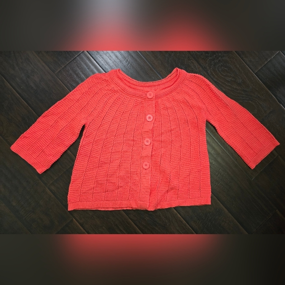 Chicos Cable Knit Button Front Cardigan Sweater Size 2